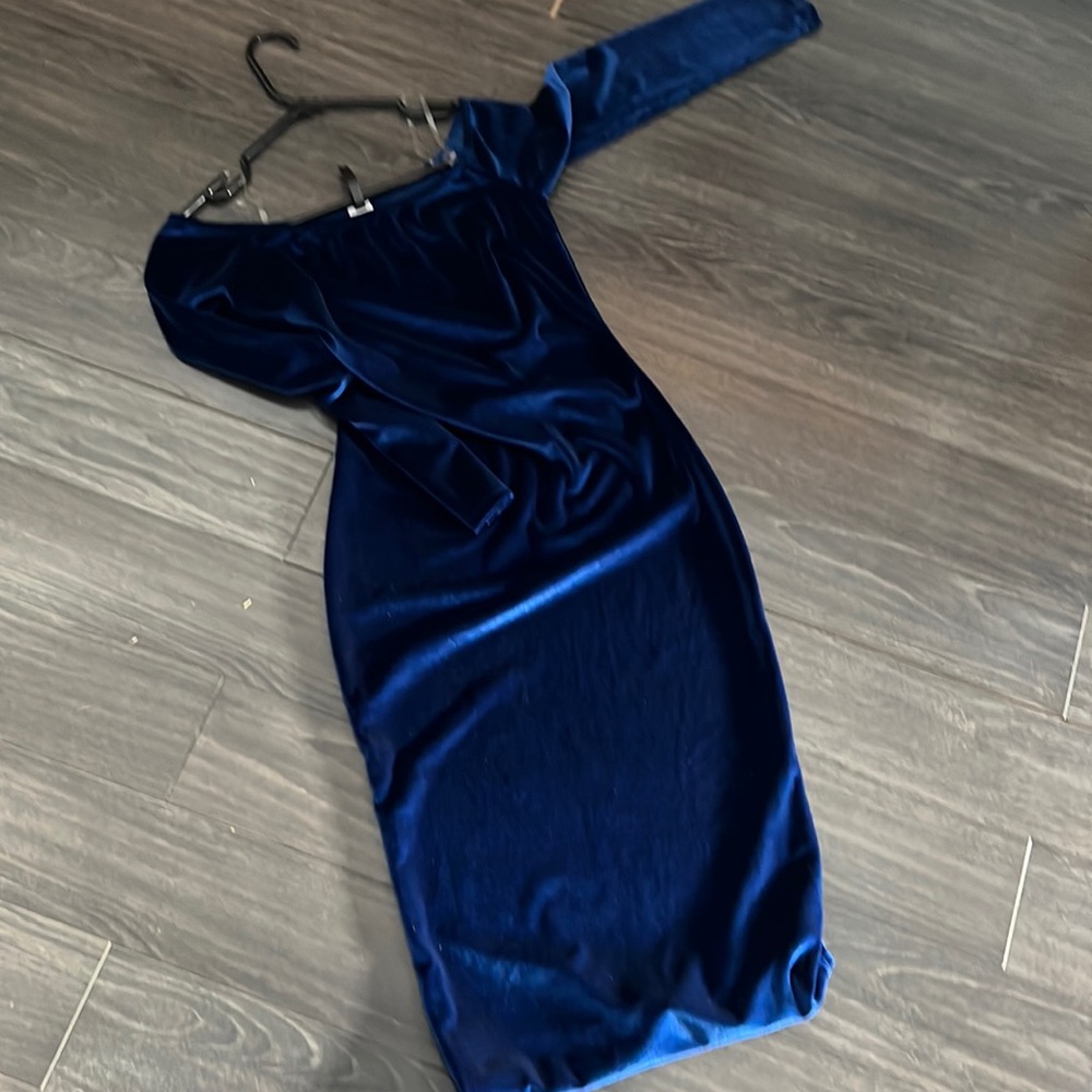 Blue velvet dress